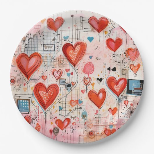 Muster der Liebe Pappteller (Vorderseite)