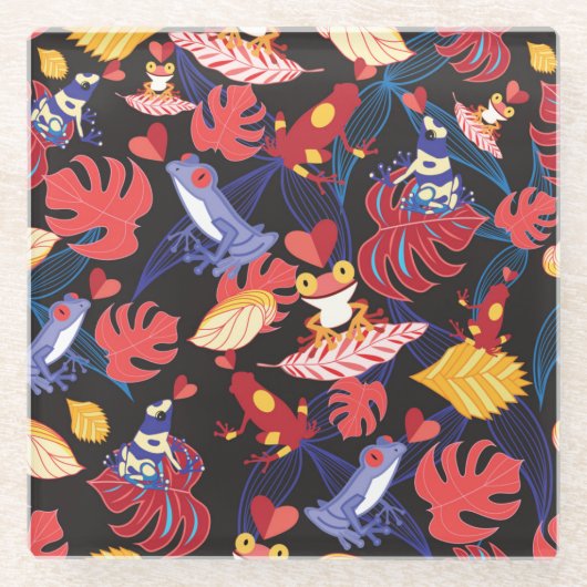 Muster der Liebhaber-Frösche 2 Glasuntersetzer (Vorderseite)