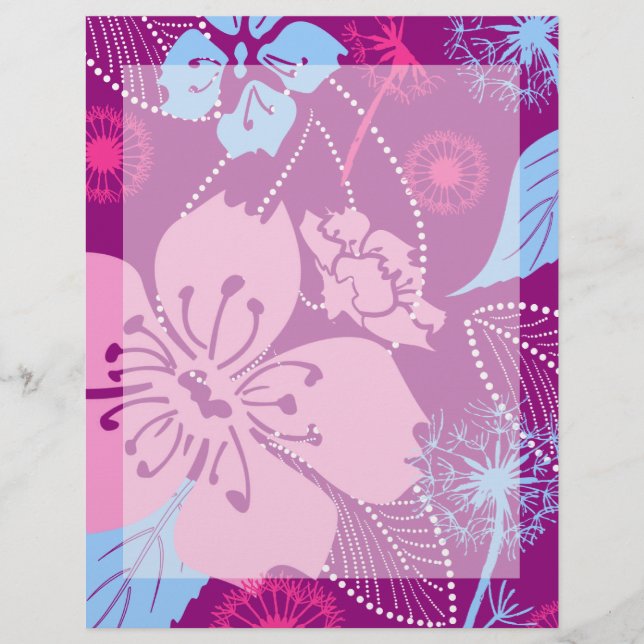 Muster der lila Blume 8.5" x 11 "Buchstaben (Vorderseite)