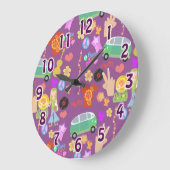 Muster der Lila Liebe der Groovy 60 Große Wanduhr (Winkel)