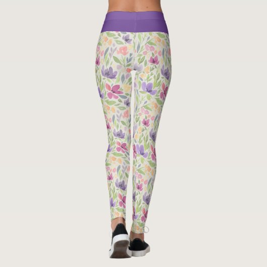 Muster der Lila rosa bläsernen Blume Leggings (Rückseite)