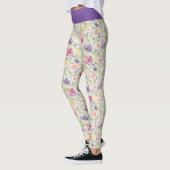 Muster der Lila rosa bläsernen Blume Leggings (Links)