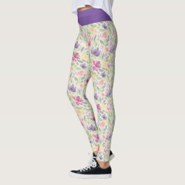 Muster der Lila rosa bläsernen Blume Leggings