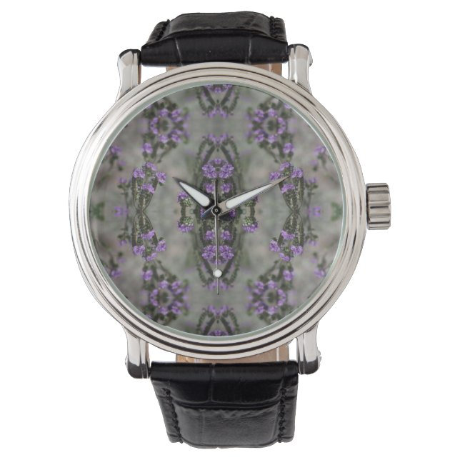 Muster der lila Wildblume Armbanduhr (Vorderseite)