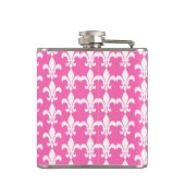 Muster der Lilie in Weiß und Heiß Rosa Flachmann (Rückseite)