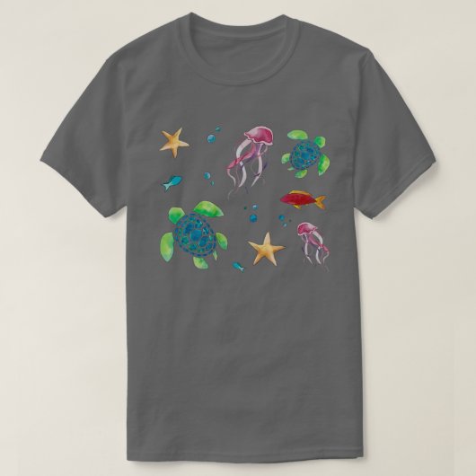 Muster der Meeresbewohner T-Shirt (Design vorne)