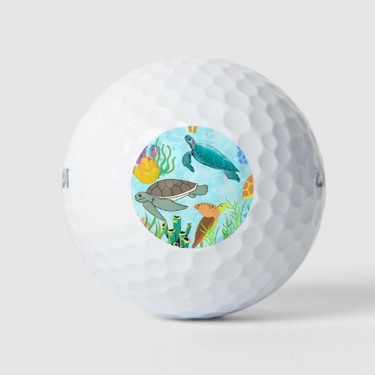 Muster der Meeresschildkröten und -korallen Golfball (Vorderseite)