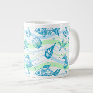 Muster der Meeresskizze Jumbo-Tasse