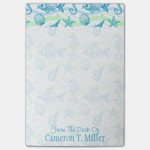 Muster der Meeresskizze  Name hinzufügen Post-it Klebezettel