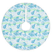 Muster der Meeresskizze Polyester Weihnachtsbaumdecke (Vorderseite)