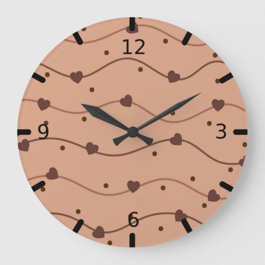 Muster der Milchherz-Schokolade Große Wanduhr (Vorderseite)