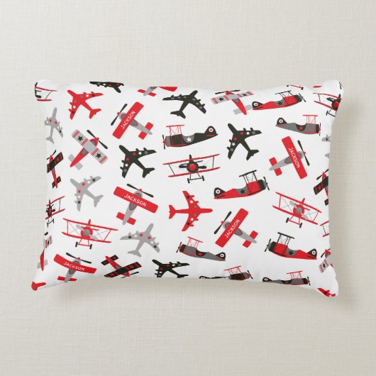 Muster der Militärflugzeuge des Zweiten Weltkriegs Dekokissen (Rückseite)