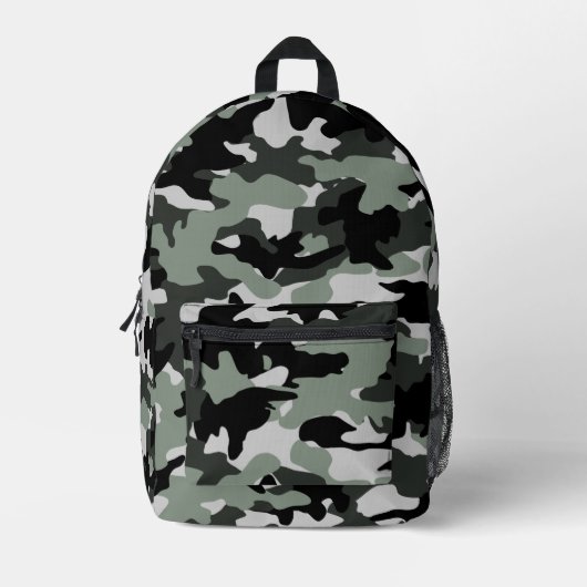 Muster der militärischen Camouflage in Schwarz und Bedruckter Rucksack (Vorderseite)