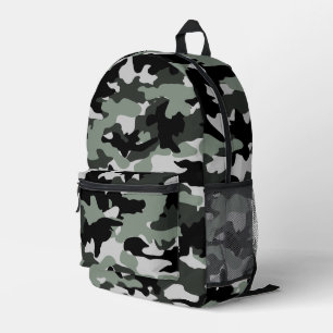 Muster der militärischen Camouflage in Schwarz und Bedruckter Rucksack