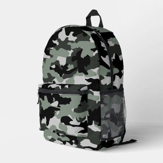 Muster der militärischen Camouflage in Schwarz und Bedruckter Rucksack (Rückseitige Ecke Rechts)