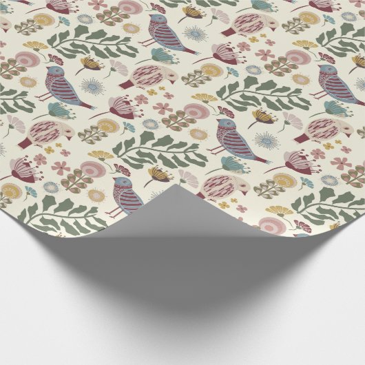 Muster der modernen Vogelarten und Blume des mittl Geschenkpapier (Ecke)
