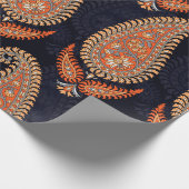 Muster der Mogulblumenmotive auf der Marine Geschenkpapier (Ecke)