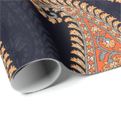 Muster der Mogulblumenmotive auf der Marine Geschenkpapier (Rolleneckpunkt)