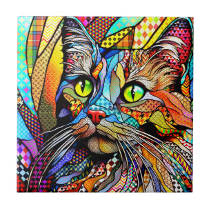 Muster der Multicolor-Katze 711 Fliese