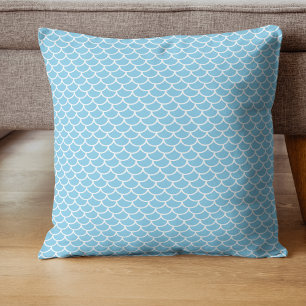 Muster der Muschel von Sky Blue und White Mermaid Kissen