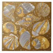 Muster der Muscheln - Perle und Gold Fliese (Vorderseite)