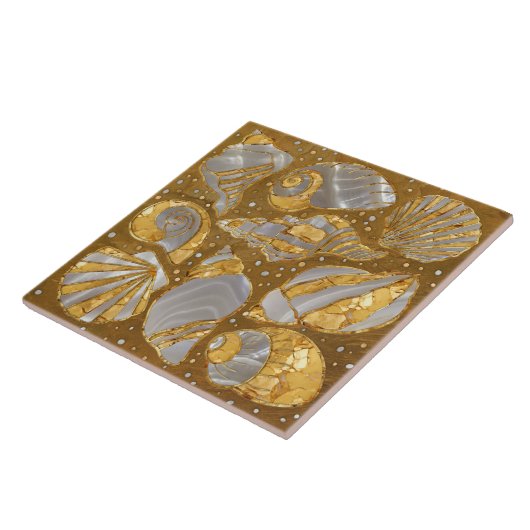 Muster der Muscheln - Perle und Gold Fliese (Seite)