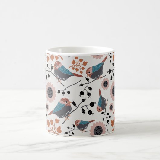 Muster der Muster "Chickadee Bird and Berry Floral Kaffeetasse (Mittel)