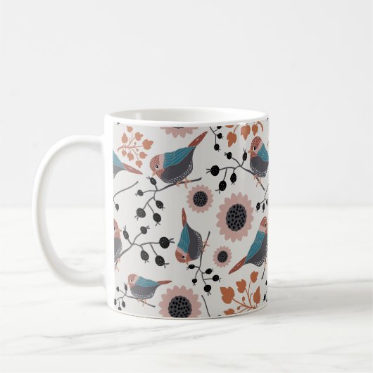 Muster der Muster "Chickadee Bird and Berry Floral Kaffeetasse (Links)