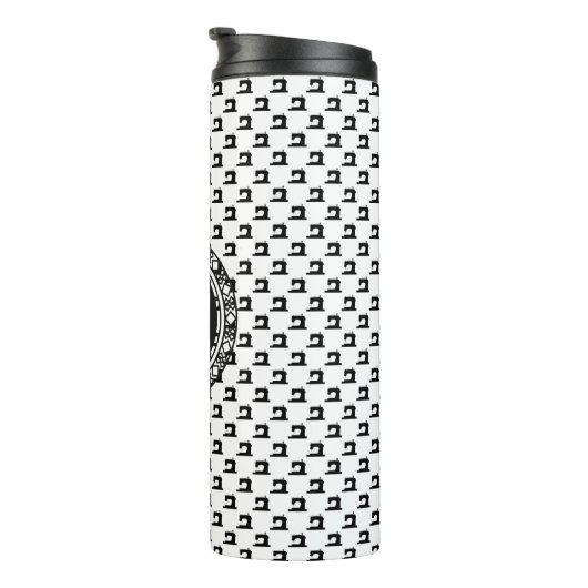 Muster der Nähmaschine mit Monogramm ・ Handwerk Thermosbecher (Nach rechts gedreht)
