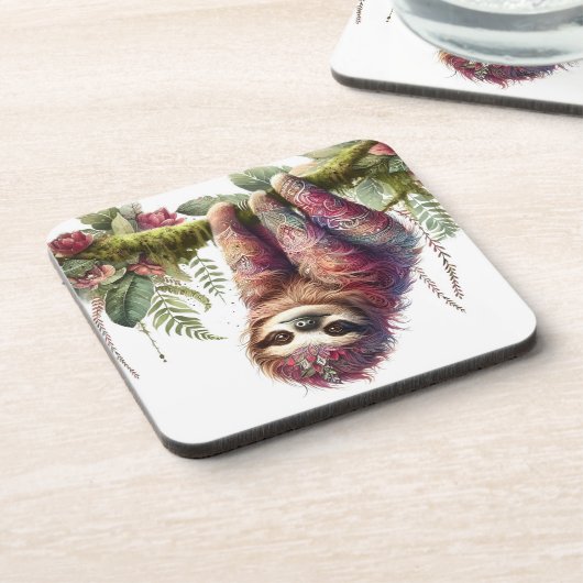 Muster der Natur - Jungle Sloth Getränkeuntersetzer (Linke Seite)