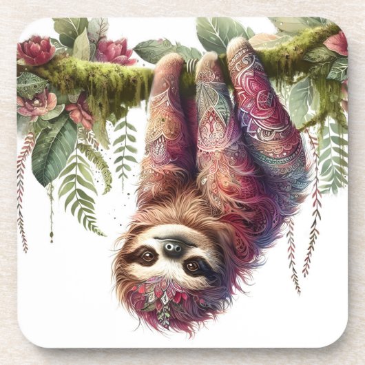 Muster der Natur - Jungle Sloth Getränkeuntersetzer (Vorderseite)