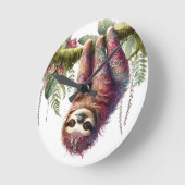 Muster der Natur - Jungle Sloth Runde Wanduhr (Winkel)
