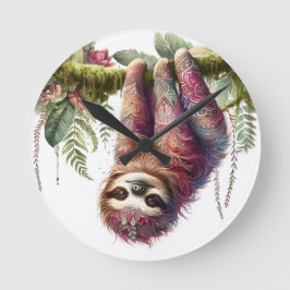 Muster der Natur - Jungle Sloth Runde Wanduhr