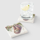 Muster der Natur - Jungle Sloth Steinuntersetzer (Seitenansicht)