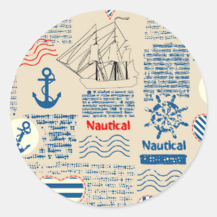 Muster der Nautischen Zeitung Runder Aufkleber