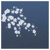 Muster der Navy Blue White Cherry Blossom Stoff (Nahaufnahme)