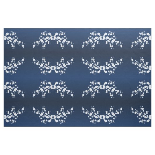 Muster der Navy Blue White Cherry Blossom Stoff (Fat Quarter (45,7 x 55,9 cm))