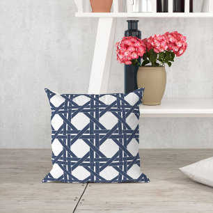 Muster der Navy und White Summer Basketweave Kissen