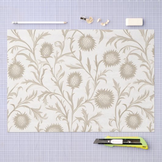 Muster der neutralen Thistle-Blume Seidenpapier (Handwerk)