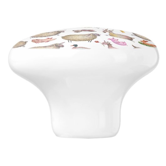 Muster der niedlichen Aquarellfarm Keramikknauf (Seitenansicht)