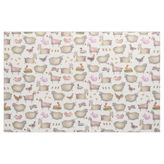 Muster der niedlichen Aquarellfarm Stoff (Yard (91,4 cm))