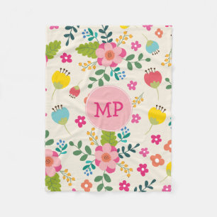 Muster der niedlichen Blume von GiralPastel + Mono Fleecedecke