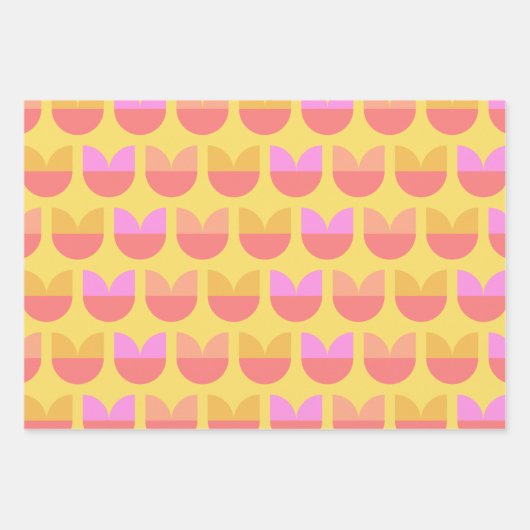 Muster der niedlichen geometrischen Blume in Gelb  Geschenkpapier Set (Vorderseite 3)