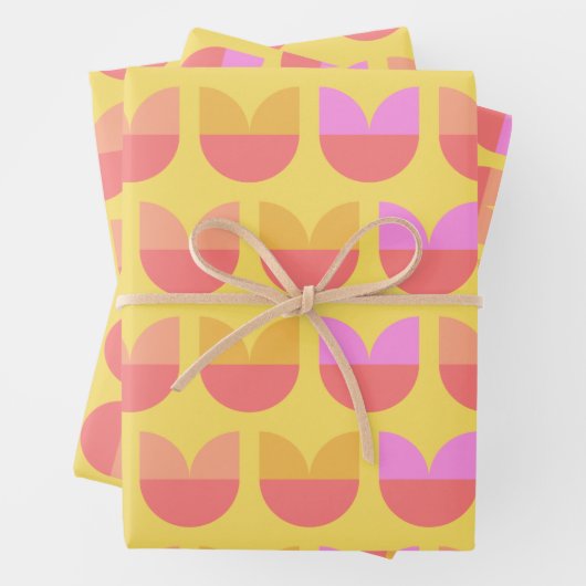 Muster der niedlichen geometrischen Blume in Gelb Geschenkpapier Set (Beispiel)