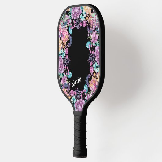 Muster der niedlichen Monogram Floral Blume Modern Pickleball Schläger (Links)