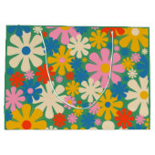 Muster der Niedlichen und farbenfrohen Retro-Blume Große Geschenktüte (Rückseite)