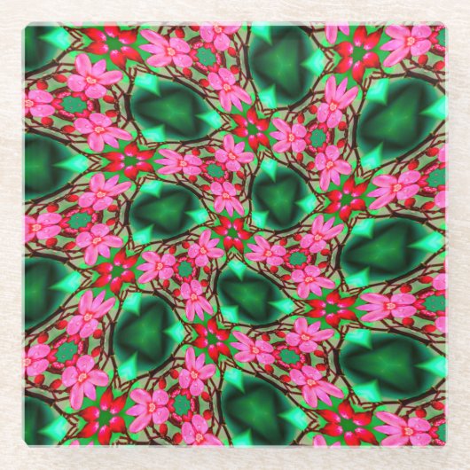 Muster der niedlichen Wüste-Rose Glasuntersetzer (Vorderseite)