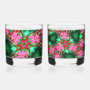 Muster der niedlichen Wüste-Rose Whiskyglas