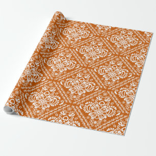 Muster der orangefarbenen Damaskus (weiß und Hallo Geschenkpapier