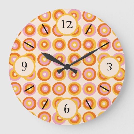 Muster der orangefarbenen Kreise des hinteren Mitt Große Wanduhr (Vorderseite)